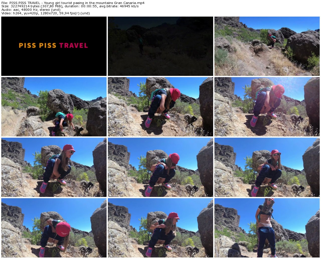 PISS PISS TRAVEL - Young girl tourist peeing in the mountains Gran Canaria_thumb.jpg