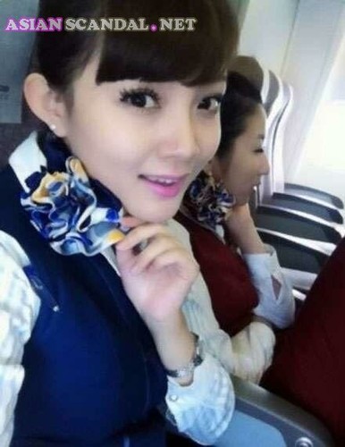 Asian angel face stewardess provide special room service to VIP