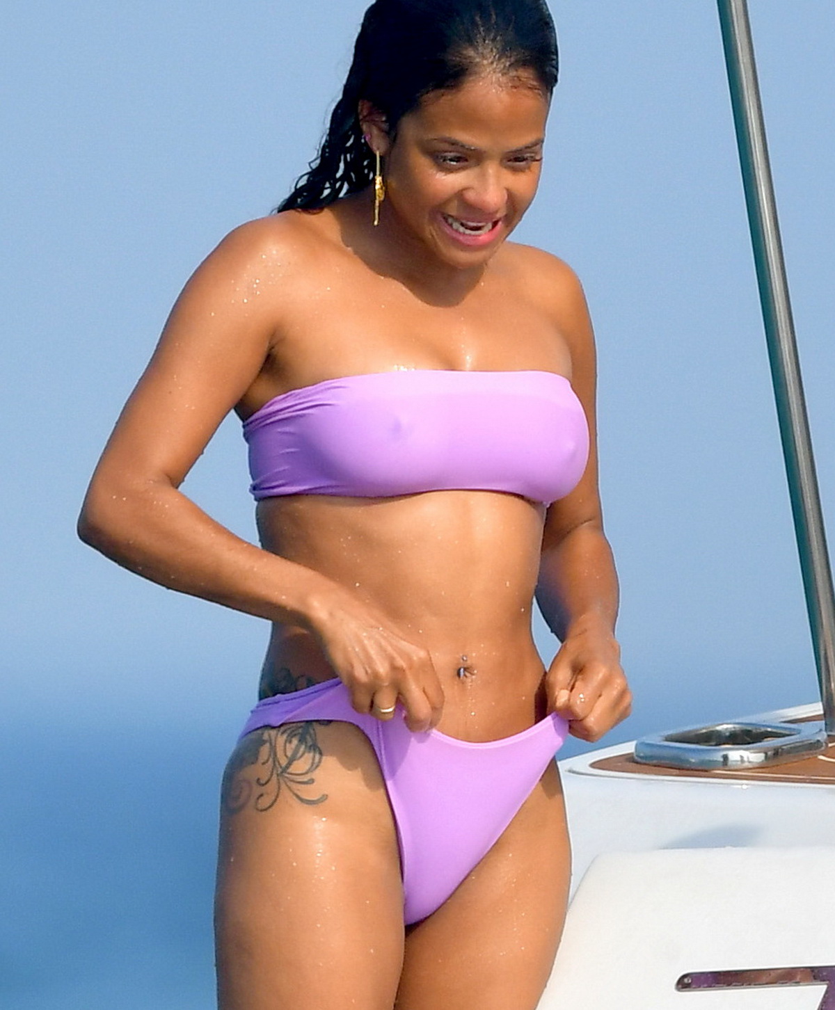 Christina Milian pokies and cameltoe in sexy bikini candids on a boat during holiday UHQ (5).jpg